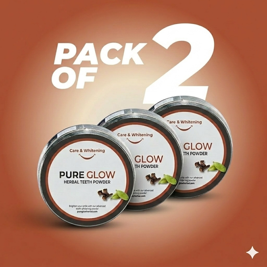 Pure Glow Herbal Teeth Powder – Pack of 2 (Value Bundle) | Pakistan’s Advanced 100% Natural Formula